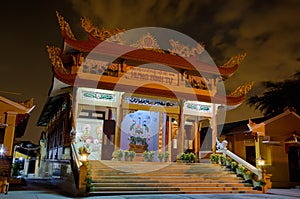 Buddhist temple Hu `ng Binh Tu. Night scene