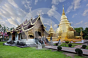 Buddhist temple known as Wat Phra Singh, in Chiang Mai, Thailand.