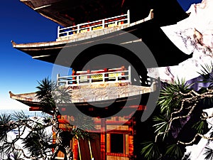 Buddhist temple in mountains