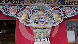 Buddhist temple ornate decoration in Dharamsala, India