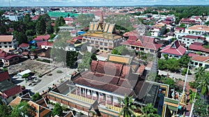 Buddhist temple in Siem reap in Cambodia seen from the sky