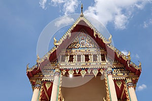 Buddhist temple soars into blue sky