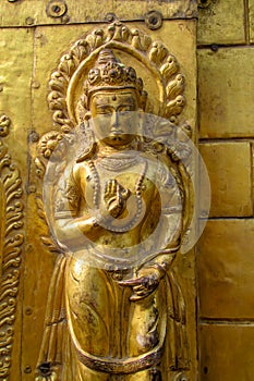 Buddhist temple statue decoration in Kathmandu, Nepal