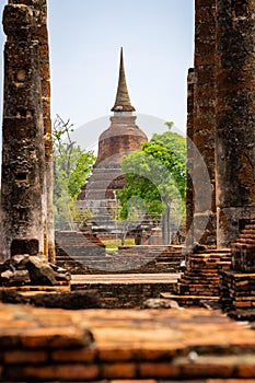 Buddhist temple in Sukhothai historical park, Thailand