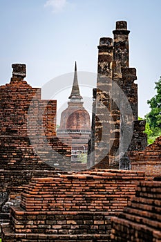 Buddhist temple in Sukhothai historical park, Thailand