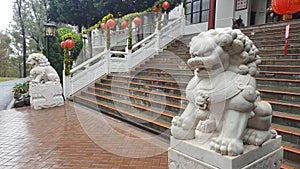 Buddhist Temple - Two lions guard the Nan Tien Temple at Unanderra close to Wollongong, NSW, Australia