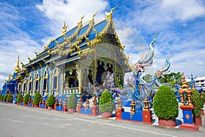 Buddhist temple of Wat Rong Sear Tean Blue Temple. Chiang Rai