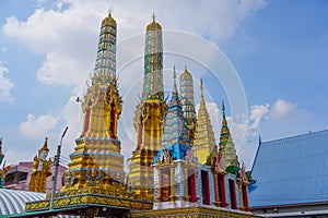 Buddhist temples in Thailand. View of traditional style roofs Waramartaya Punthasatharam Khun Chan Temple