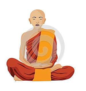 Buddhist tibetan monk meditation isolated