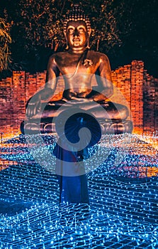 Buddhist tradition light festival in Ratchaburi, Nasatta, Thailand