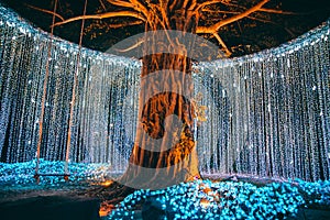 Buddhist tradition light festival in Ratchaburi, Nasatta, Thailand