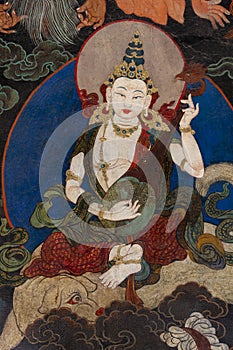 Buddhist wall painting in the Drepung Monastery - Tibet
