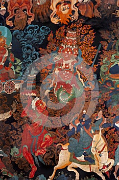 Buddhist wall painting in the Drepung Monastery - Tibet