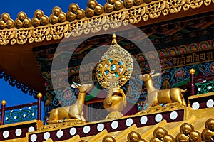 Buddhist Wheel of the Law on monastery, India