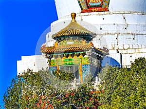 Buddhist White Dagoba Stupa Memorial Beihai Lake Park Beijing Ch