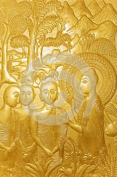 Buddhist Wood Carving at Golden Temple, Sri Lanka