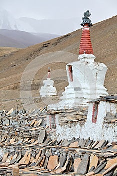 Buddhistic stupas (chorten) in the Himalayas