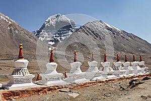 Buddhistic stupas (chorten) and holy mount Kailash