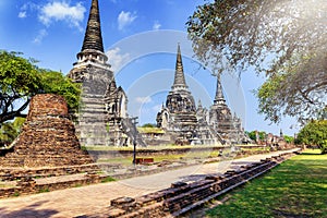 Buddhistic temple ruins at the historic city of Ayutthaya