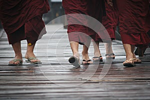 Buddhists are walking