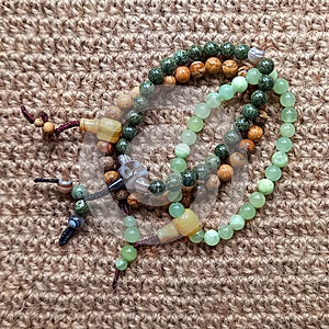 Buddhst rosary pockets. Mala from natural beads. Catch out beads in your hands.