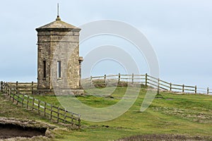 BUDE, CORNWALL/UK - AUGUST 15 : Compass Tower on the cliff top a