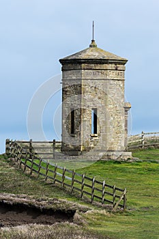 BUDE, CORNWALL/UK - AUGUST 15 : Compass Tower on the cliff top a