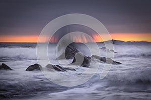 Bude, Cornwall, United Kingdom at sunset, beautiful seascape