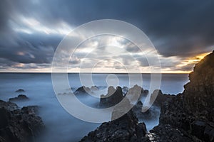 Bude, Cornwall, United Kingdom at sunset, beautiful seascape