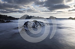 Bude, Cornwall, United Kingdom at sunset, beautiful seascape, se