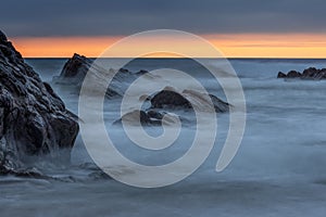 Bude, Cornwall, United Kingdom at sunset, beautiful seascape, se