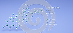 budesonide molecule, molecular structures, adrenals, 3d model, Structural Chemical Formula and Atoms with Color Coding