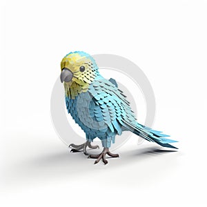 Vibrant 3d 8-bit Pixel Cartoon Budgerigar Full Body Illustration photo
