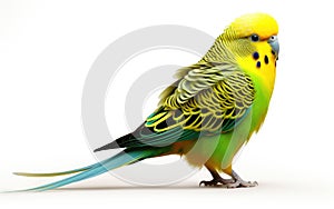 Budgerigar Whimsy on White Background