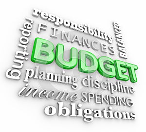 Budget 3d Word Collage Planning Finances Spending Saving Money