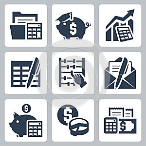 Budget, accounting icons set