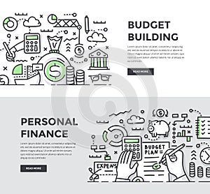 Budget Building & Personal Finance Doodle Banners