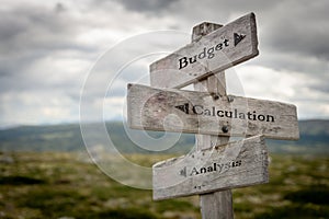 Budget, calculation and analysis