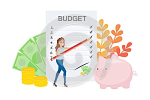 Budget concept. Making financial plan for earning