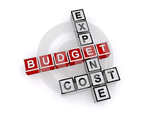 Budget expense cost word blocks photo