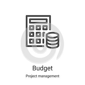 budget icon vector from project management collection. Thin line budget outline icon vector illustration. Linear symbol for use on