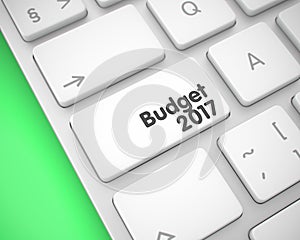 Budget 2017 - Inscription on White Keyboard Key. 3D.