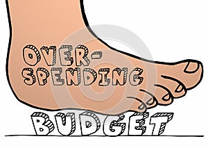 Budget Overspending Foot Stomping Crushing Word photo