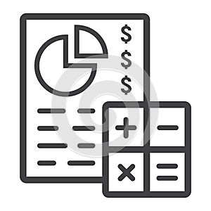 Budget planing line icon, business and finance