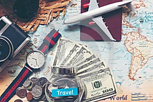 Budget and Saving money for tourism trips vacation photo