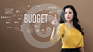 Budget text with business woman