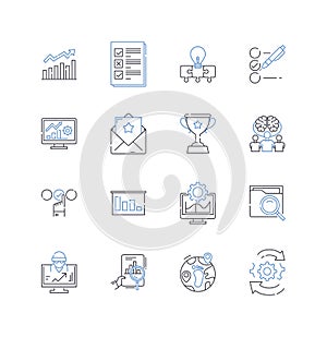 Budget tracking line icons collection. Expenses, Budgeting, Savings, Accounts, Planning, My management, Cash flow vector