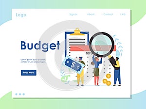 Budget vector website landing page design template