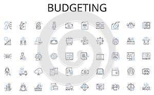 Budgeting line icons collection. Adventure, Exploration, Discovery, Odyssey, Journeys, Quest, Expedition vector and