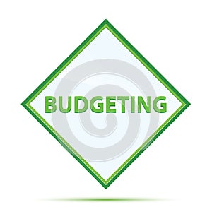 Budgeting modern abstract green diamond button